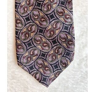 Talbott Studio Men's Paisley Purple Gold Black Silk Woven Designer‎ Classic Tie